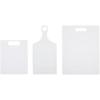 imageFarberware 3Piece Plastic Cutting Board Set DishwasherSafe Poly Chopping Board for Kitchen with Paddle Charcuterie Board Set WhiteSet