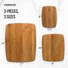 imageFarberware 3Piece Wood Cutting Board Set Reversible Chopping Boards for Meal Prep and Serving Charcuterie Boards Wooden Cutting Boards with Builtin Handles Set of 3 Assorted Sizes Bamboo14L x 11W