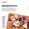 imageFarberware 3Piece Wood Cutting Board Set Reversible Chopping Boards for Meal Prep and Serving Charcuterie Boards Wooden Cutting Boards with Builtin Handles Set of 3 Assorted Sizes Bamboo11L x 08W