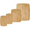 imageFarberware 3Piece Wood Cutting Board Set Reversible Chopping Boards for Meal Prep and Serving Charcuterie Boards Wooden Cutting Boards with Builtin Handles Set of 3 Assorted Sizes Bamboo14L x 11W