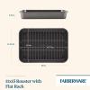 imageFarberware Bakeware Nonstick Steel Roaster with Flat Rack 11Inch x 15Inch Gray11 x 15