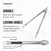 imageFarberware Barbeque Stainless Steel Tongs with Scalloped Edge 1575 Inch RedOne Handed Slide Locking Tong