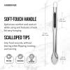 imageFarberware Barbeque Stainless Steel Tongs with Scalloped Edge 1575 Inch RedOne Handed Slide Locking Tong