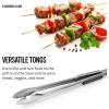 imageFarberware Barbeque Stainless Steel Tongs with Scalloped Edge 1575 Inch RedOne Handed Slide Locking Tong