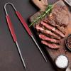 imageFarberware Barbeque Stainless Steel Tongs with Scalloped Edge 1575 Inch RedScalloped Edge