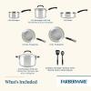 imageFarberware Brilliance Stainless Steel Cookware Pots and Pans Set with Kitchen Cooking Tools and Glass Lids 10 Piece Dishwasher Safe and Induction Ready Stainless Steel