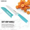imageFarberware Ceramic 5 Inch Santoku Knife with CustomFit Blade Cover RazorSharp Kitchen Knife with Ergonomic SoftGrip Handle DishwasherSafe 5inch AquaAqua