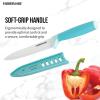 imageFarberware Ceramic 5 Inch Santoku Knife with CustomFit Blade Cover RazorSharp Kitchen Knife with Ergonomic SoftGrip Handle DishwasherSafe 5inch AquaAqua