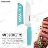 imageFarberware Ceramic 5 Inch Santoku Knife with CustomFit Blade Cover RazorSharp Kitchen Knife with Ergonomic SoftGrip Handle DishwasherSafe 5inch AquaAqua