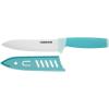 imageFarberware Ceramic 5 Inch Santoku Knife with CustomFit Blade Cover RazorSharp Kitchen Knife with Ergonomic SoftGrip Handle DishwasherSafe 5inch AquaAqua