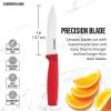 imageFarberware Ceramic 5 Inch Santoku Knife with CustomFit Blade Cover RazorSharp Kitchen Knife with Ergonomic SoftGrip Handle DishwasherSafe 5inch AquaRed