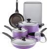 imageFarberware Dishwasher Safe Nonstick 15Piece Cookware Set AquaPurple