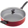 imageFarberware Dishwasher Safe Nonstick Jumbo CookerSaute Pan with Helper Handle  6 Quart BlackRed