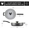 imageFarberware Disney Monochrome Ceramic Cookware Nonstick Saute Pan with Lid and Helper Handle Dishwasher Safe 45 Quart  BlackSaute Pan 45 Quart