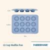 imageFarberware Easy Solutions Nonstick Bakeware MuffinCupcake Baking Pan 12cup with fill lines  BlueBlue