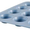 imageFarberware Easy Solutions Nonstick Bakeware MuffinCupcake Baking Pan 12cup with fill lines  BlueBlue