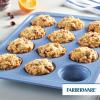 imageFarberware Easy Solutions Nonstick Bakeware MuffinCupcake Baking Pan 12cup with fill lines  BlueBlue
