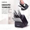 imageFarberware Edgekeeper 16Piece Stainless Steel Knife Block Set with Built in Knife Sharpener High CarbonStainless Steel Kitchen Knives RazorSharp Knife Set BlackBlack