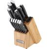 imageFarberware Edgekeeper Triple Riveted Knife Block Set with Built in Sharpener 14Piece WhiteBlack