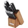 imageFarberware Edgekeeper Triple Riveted Knife Block Set with Built in Sharpener 14Piece WhiteBlack