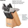 imageFarberware Edgekeeper Triple Riveted Knife Block Set with Built in Sharpener 14Piece WhiteBlack