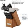 imageFarberware Edgekeeper Triple Riveted Knife Block Set with Built in Sharpener 14Piece WhiteBlack