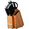 imageFarberware Edgekeeper Triple Riveted Slim Acacia Knife Block Set with Built in Sharpener 14Piece WhiteBlack
