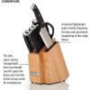 imageFarberware Edgekeeper Triple Riveted Slim Acacia Knife Block Set with Built in Sharpener 14Piece WhiteBlack