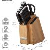 imageFarberware Edgekeeper Triple Riveted Slim Acacia Knife Block Set with Built in Sharpener 14Piece WhiteBlack