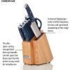 imageFarberware Edgekeeper Triple Riveted Slim Acacia Knife Block Set with Built in Sharpener 14Piece WhiteNavy