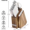 imageFarberware Edgekeeper Triple Riveted Slim Acacia Knife Block Set with Built in Sharpener 14Piece WhiteWhite