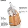 imageFarberware Edgekeeper Triple Riveted Slim Acacia Knife Block Set with Built in Sharpener 14Piece WhiteWhite