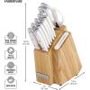 imageFarberware Edgekeeper Triple Riveted Slim Acacia Knife Block Set with Built in Sharpener 14Piece WhiteWhite