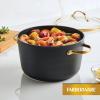 imageFarberware Forged Induction Ceramic Nonstick Cookware Stockpot with Lid Dishwasher Safe Suitable for All Stovetops 6 Quart Soup Pot Stockpot  Black and GoldBlack and Gold