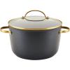 imageFarberware Forged Induction Ceramic Nonstick Cookware Stockpot with Lid Dishwasher Safe Suitable for All Stovetops 6 Quart Soup Pot Stockpot  Black and GoldBlack and Gold
