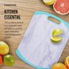 imageFarberware Plastic Cutting Board with Aqua Nonslip Edges and Stylish Marble Pattern  Dishwasher Safe Kitchen Essential for Everyday Use  Durable Poly Material FoodSafe Easy to Clean