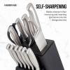 imageFarberware SelfSharpening 13Piece Knife Block Set with EdgeKeeper Technology High CarbonStainless Steel Kitchen Knives RazorSharp Knife Set with Wood Block Black