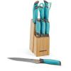 imageFarberware Soft Grip Cutlery Knife Block Set 14Piece Aqua and Gray