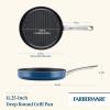 imageFarberware Style Nonstick Cookware Deep Round Grill PanGriddle Dishwasher Safe 1125 Inch  YellowBlue