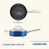 imageFarberware Style Nonstick Cookware Straining Saucepan with Lid Dishwasher Safe 3 Quart  YellowBlue