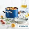imageFarberware Style Nonstick Cookware Straining Saucepan with Lid Dishwasher Safe 3 Quart  YellowBlue