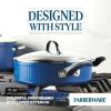 imageFarberware Style Nonstick Cookware Straining Saucepan with Lid Dishwasher Safe 3 Quart  YellowBlue