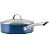 imageFarberware Style Nonstick Cookware Straining Saucepan with Lid Dishwasher Safe 3 Quart  YellowBlue