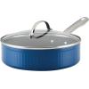 imageFarberware Style Nonstick Cookware Straining Saucepan with Lid Dishwasher Safe 3 Quart  YellowBlue