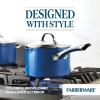 imageFarberware Style Nonstick Cookware Straining Saucepan with Lid Dishwasher Safe 3 Quart  YellowBlue