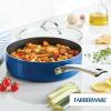 imageFarberware Style Nonstick Cookware Straining Saucepan with Lid Dishwasher Safe 3 Quart  YellowBlue