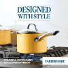 imageFarberware Style Nonstick Cookware Straining Saucepan with Lid Dishwasher Safe 3 Quart  YellowYellow