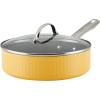 imageFarberware Style Nonstick Cookware Straining Saucepan with Lid Dishwasher Safe 3 Quart  YellowYellow