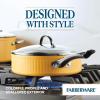 imageFarberware Style Nonstick Cookware Straining Saucepan with Lid Dishwasher Safe 3 Quart  YellowYellow