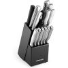 imageFARBERWARE 15Piece Kitchen Knife Set with HighCarbon Stainless Steel Blades Black Handles Steak Knives Wood Block Razor Sharp and ErgonomicBlack